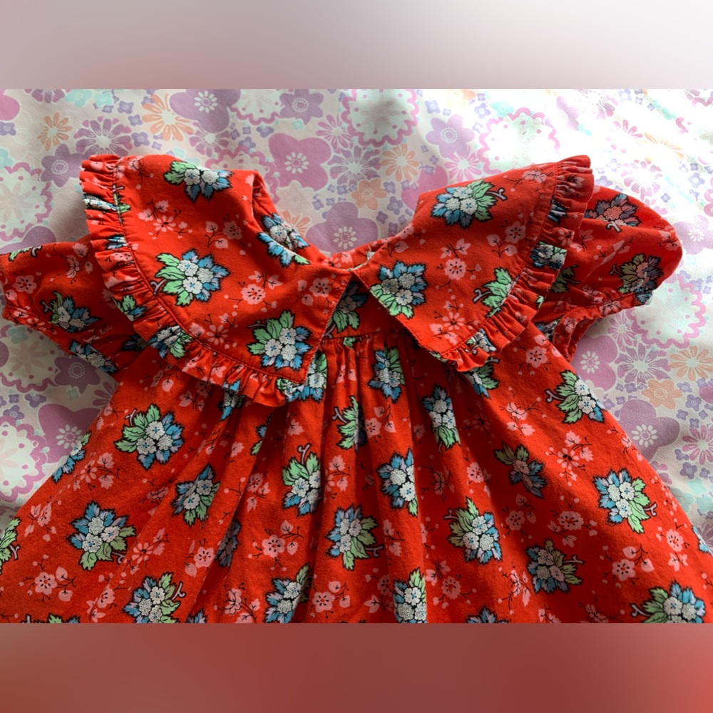 Vintage 90s Red with flowers dress size 12 months - Picture 4 of 9